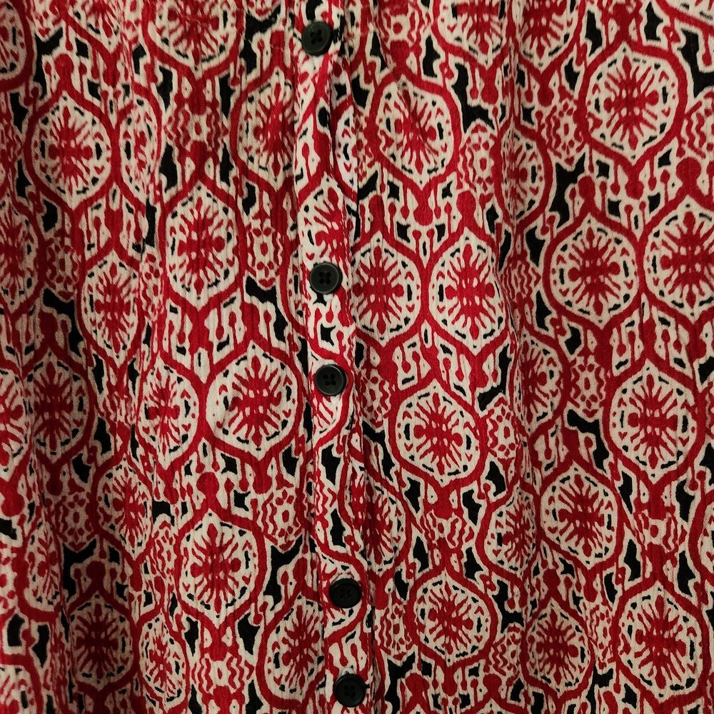 Croft & Barrow Red and White Patterned Blouse - Picture 3 of 4